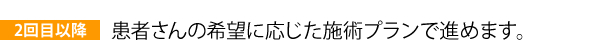 2回目以降・・・患者さんの希望に応じて、AまたはBの施術プランで進めます。